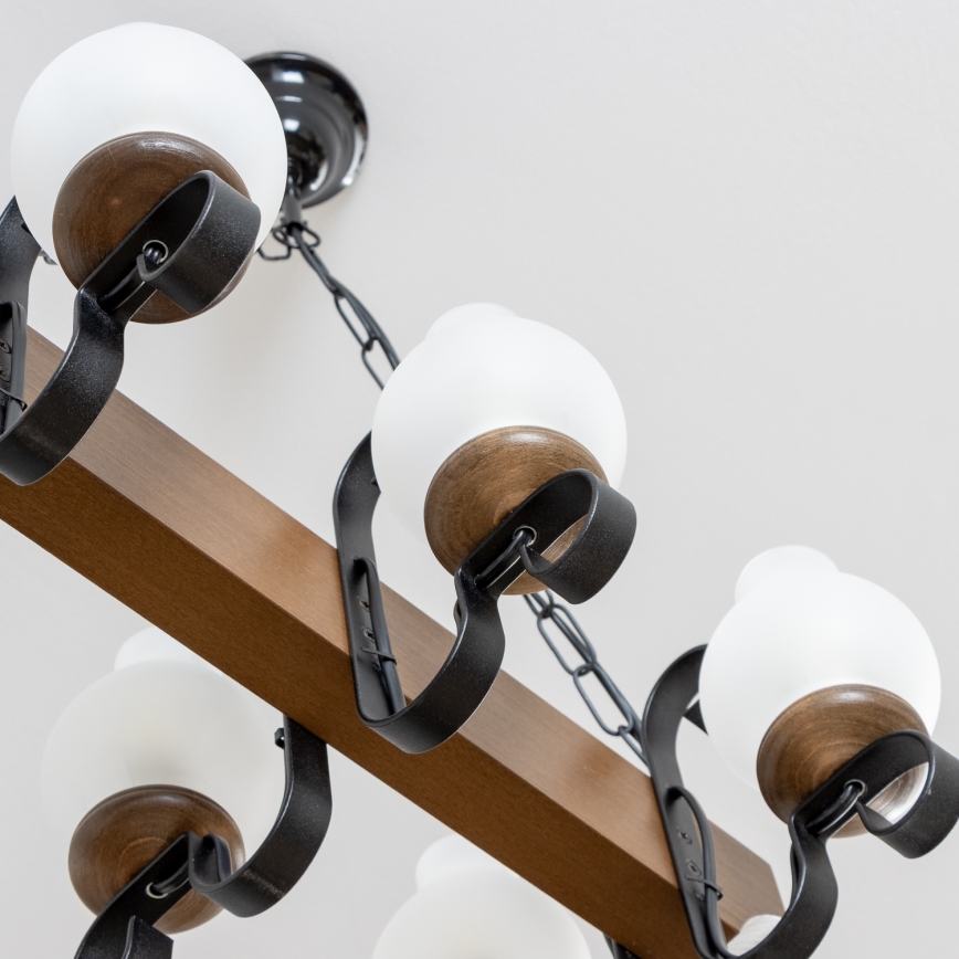 Brilagi - Ljuskrona på kedja QUEEN 6xE14/40W/230V bok/valnöt