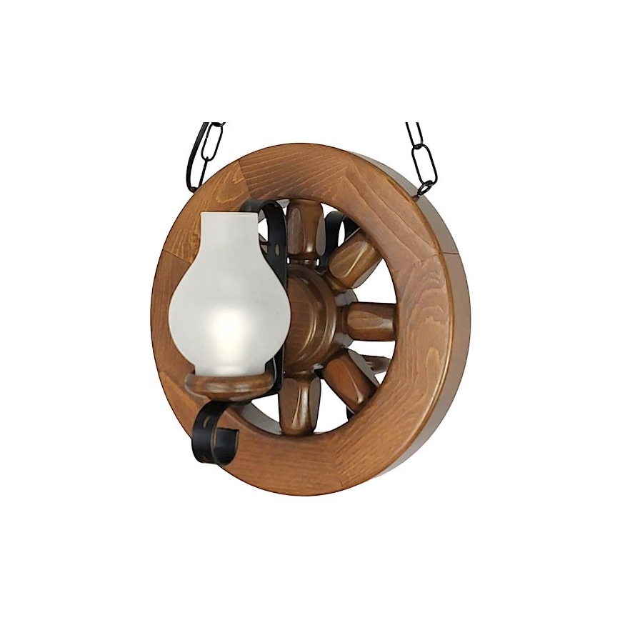 Brilagi - Ljuskrona på kedja ROATA 2xE14/40W/230V bok/valnöt