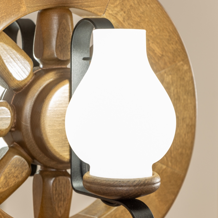 Brilagi - Ljuskrona på kedja ROATA 2xE14/40W/230V bok/valnöt