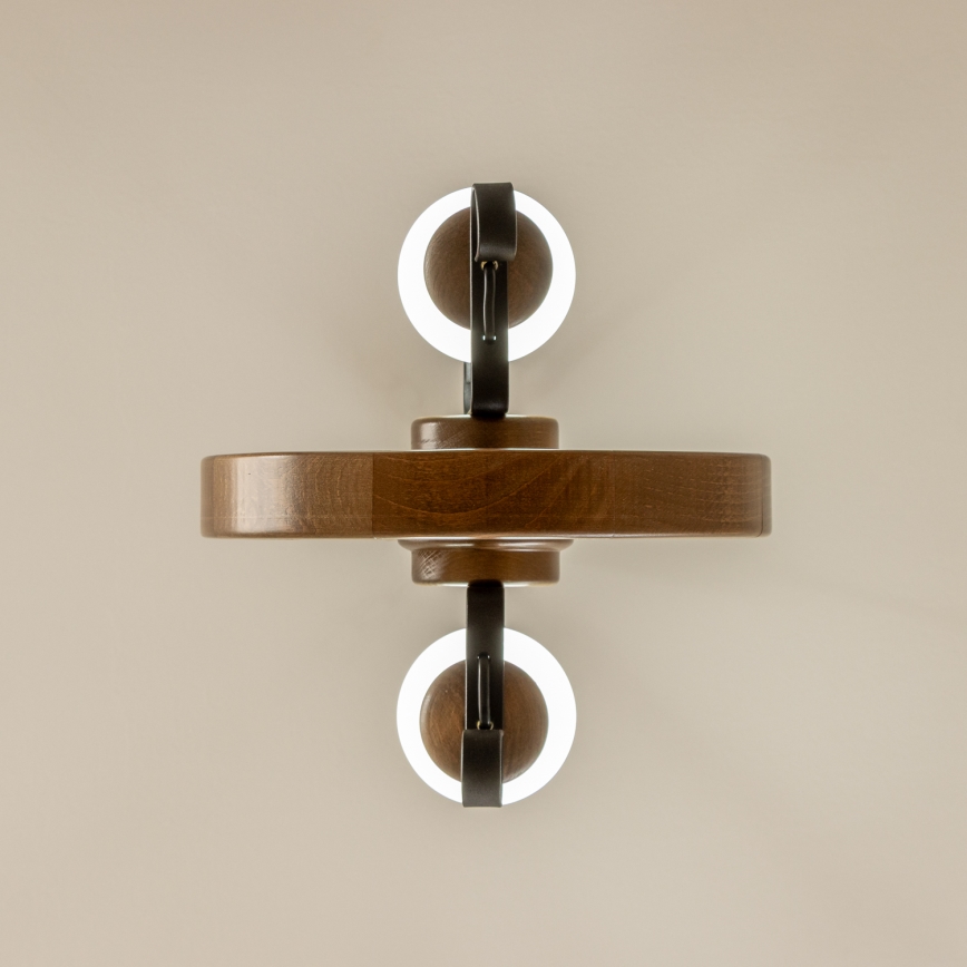 Brilagi - Ljuskrona på kedja ROATA 2xE14/40W/230V bok/valnöt