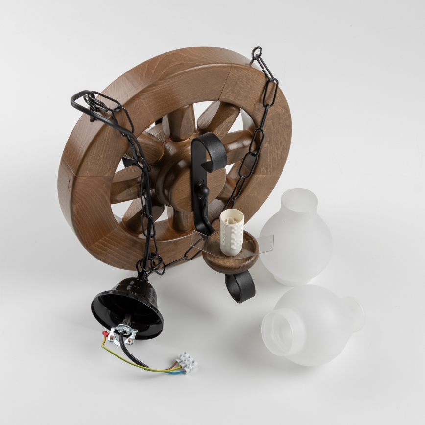 Brilagi - Ljuskrona på kedja ROATA 2xE14/40W/230V bok/valnöt