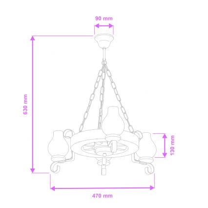 Brilagi - Ljuskrona på kedja ROATA 3xE14/40W/230V bok