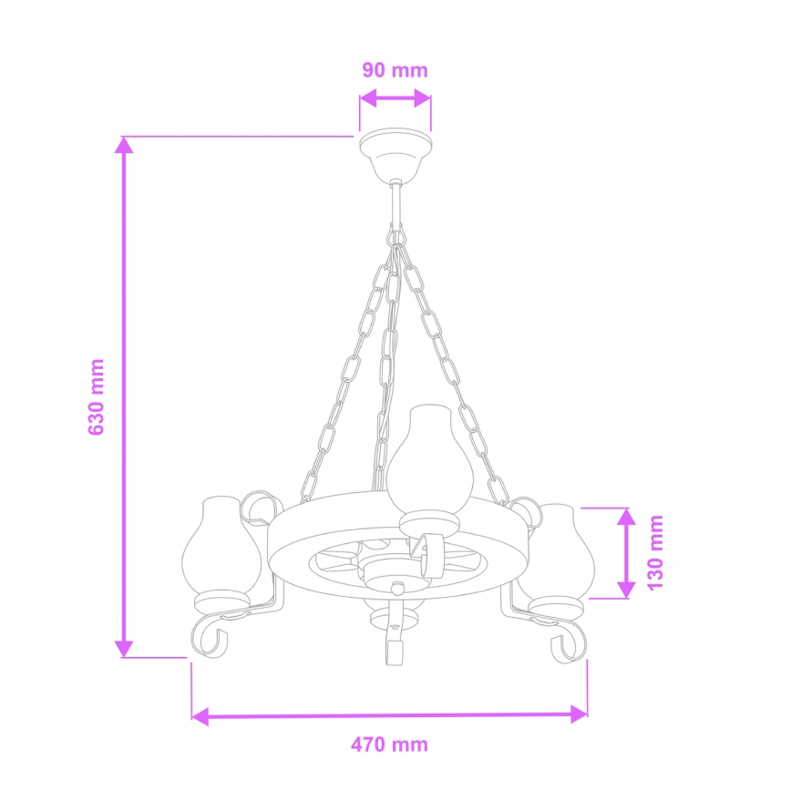 Brilagi - Ljuskrona på kedja ROATA 3xE14/40W/230V bok