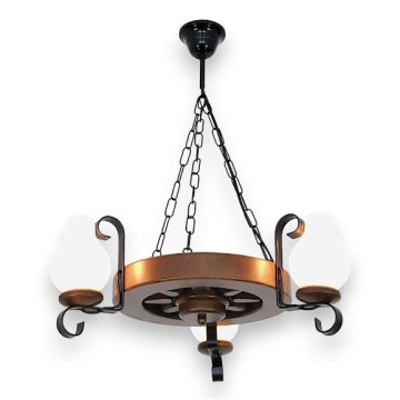 Brilagi - Ljuskrona på kedja ROATA 3xE14/40W/230V bok/valnöt