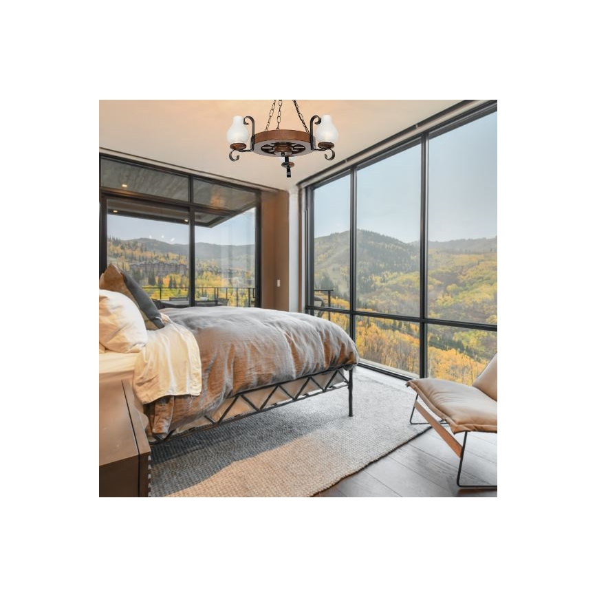 Brilagi - Ljuskrona på kedja ROATA 3xE14/40W/230V bok/valnöt