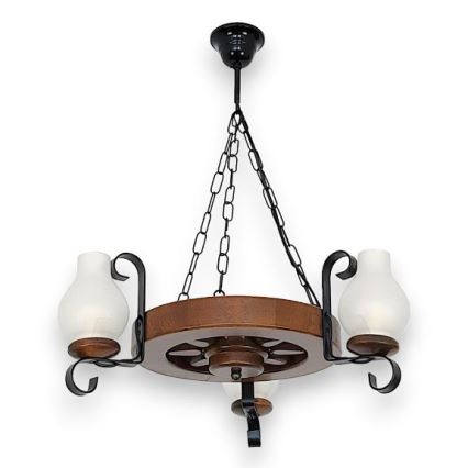 Brilagi - Ljuskrona på kedja ROATA 3xE14/40W/230V bok/valnöt