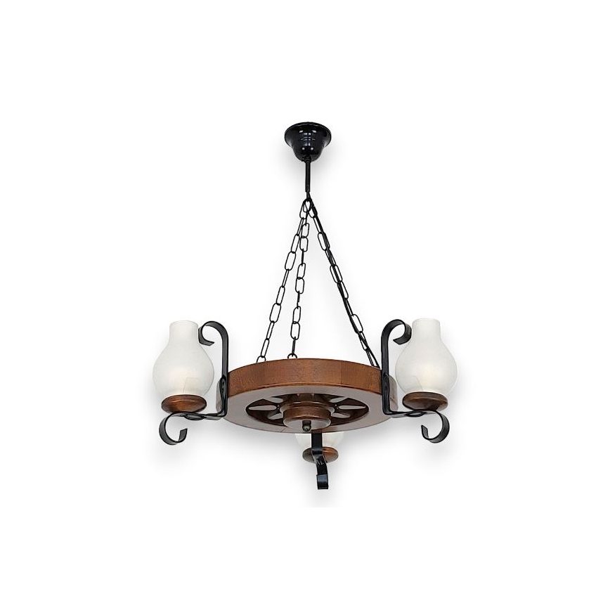 Brilagi - Ljuskrona på kedja ROATA 3xE14/40W/230V bok/valnöt