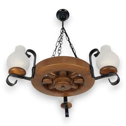 Brilagi - Ljuskrona på kedja ROATA 3xE14/40W/230V bok/valnöt