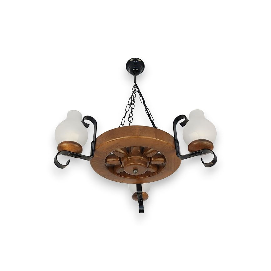 Brilagi - Ljuskrona på kedja ROATA 3xE14/40W/230V bok/valnöt