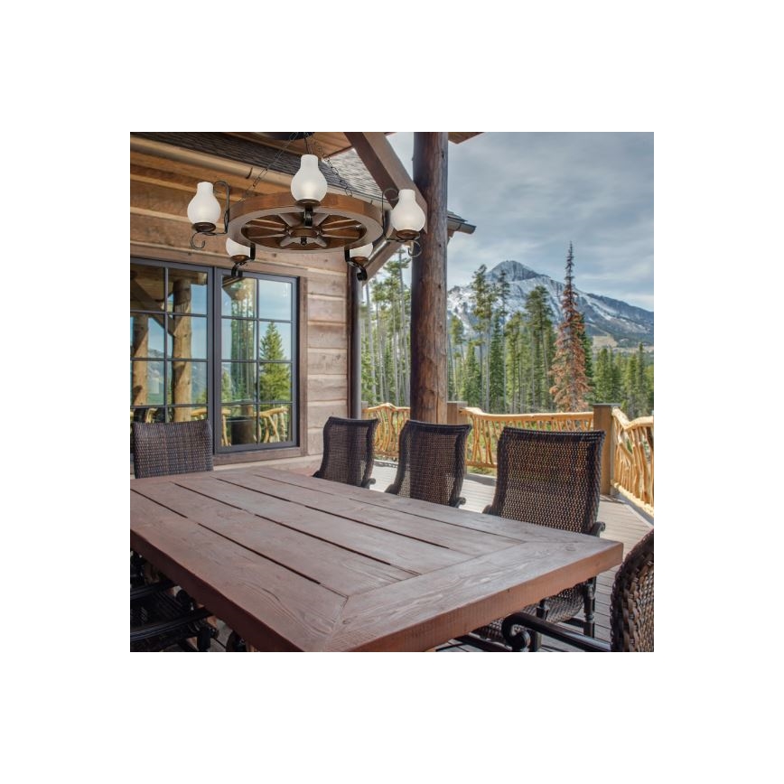 Brilagi - Ljuskrona på kedja ROATA 5xE14/40W/230V bok/valnöt