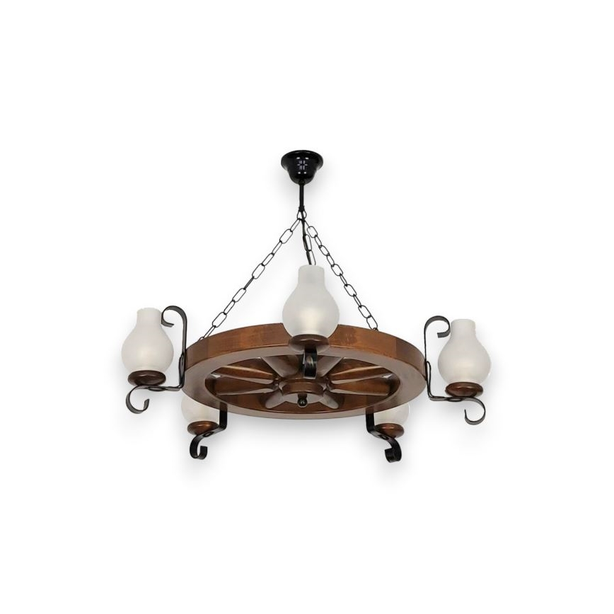 Brilagi - Ljuskrona på kedja ROATA 5xE14/40W/230V bok/valnöt