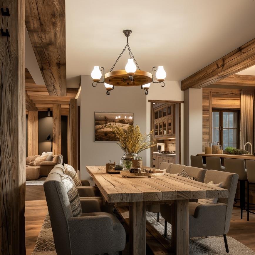 Brilagi - Ljuskrona på kedja ROATA 5xE14/40W/230V Ø 70 cm bok