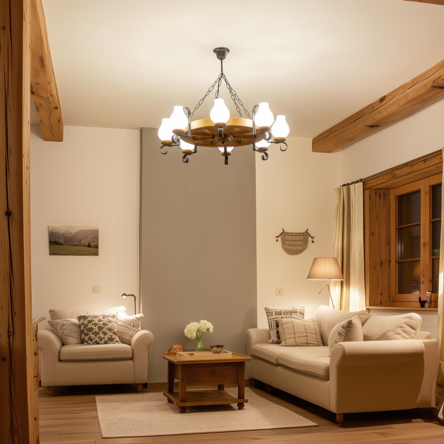 Brilagi - Ljuskrona på kedja ROATA 8xE14/40W/230V Ø 70 cm bok