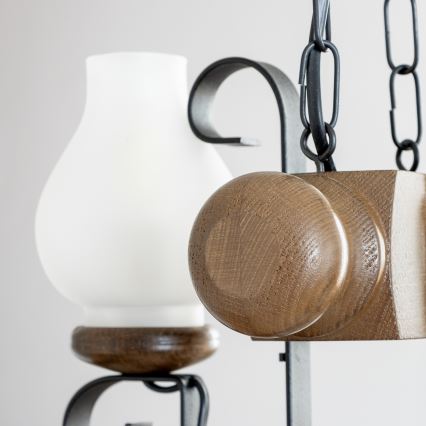 Brilagi - Ljuskrona på kedja RUSTIC 2xE14/40W/230V bok/valnöt