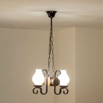 Brilagi - Ljuskrona på kedja RUSTIC 2xE14/40W/230V bok/valnöt