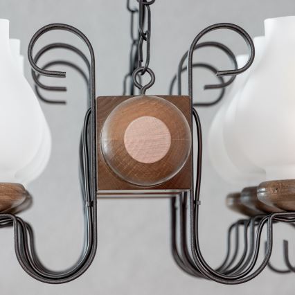 Brilagi - Ljuskrona på kedja RUSTIC 6xE14/40W/230V bok/valnöt