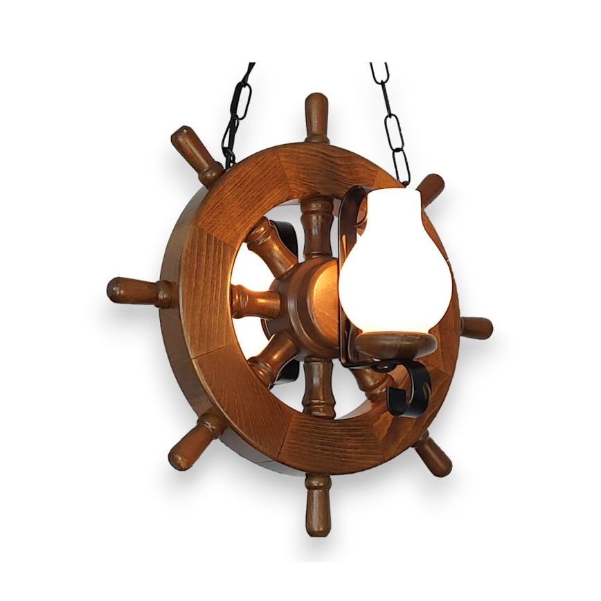 Brilagi - Ljuskrona på kedja TIMONA 2xE14/40W/230V bok/valnöt