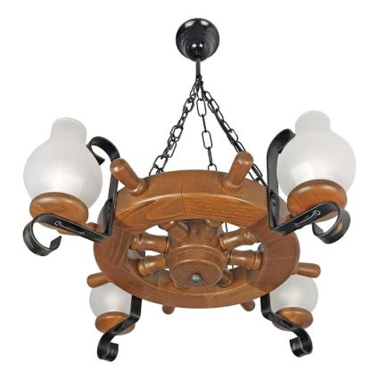 Brilagi - Ljuskrona på kedja TIMONA 4xE14/40W/230V bok/valnöt