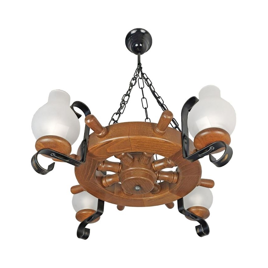 Brilagi - Ljuskrona på kedja TIMONA 4xE14/40W/230V bok/valnöt