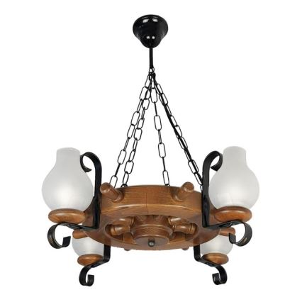 Brilagi - Ljuskrona på kedja TIMONA 4xE14/40W/230V bok/valnöt