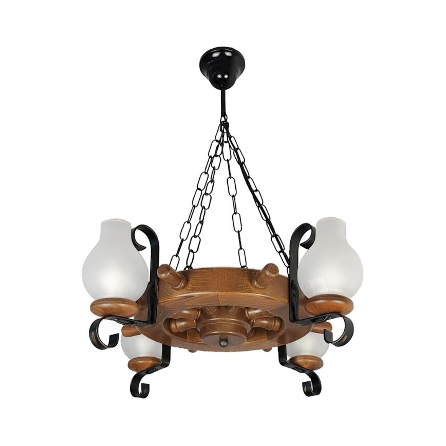 Brilagi - Ljuskrona på kedja TIMONA 4xE14/40W/230V bok/valnöt