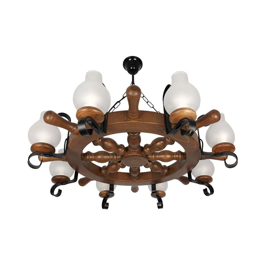 Brilagi - Ljuskrona på kedja TIMONA 8xE14/40W/230V bok/valnöt