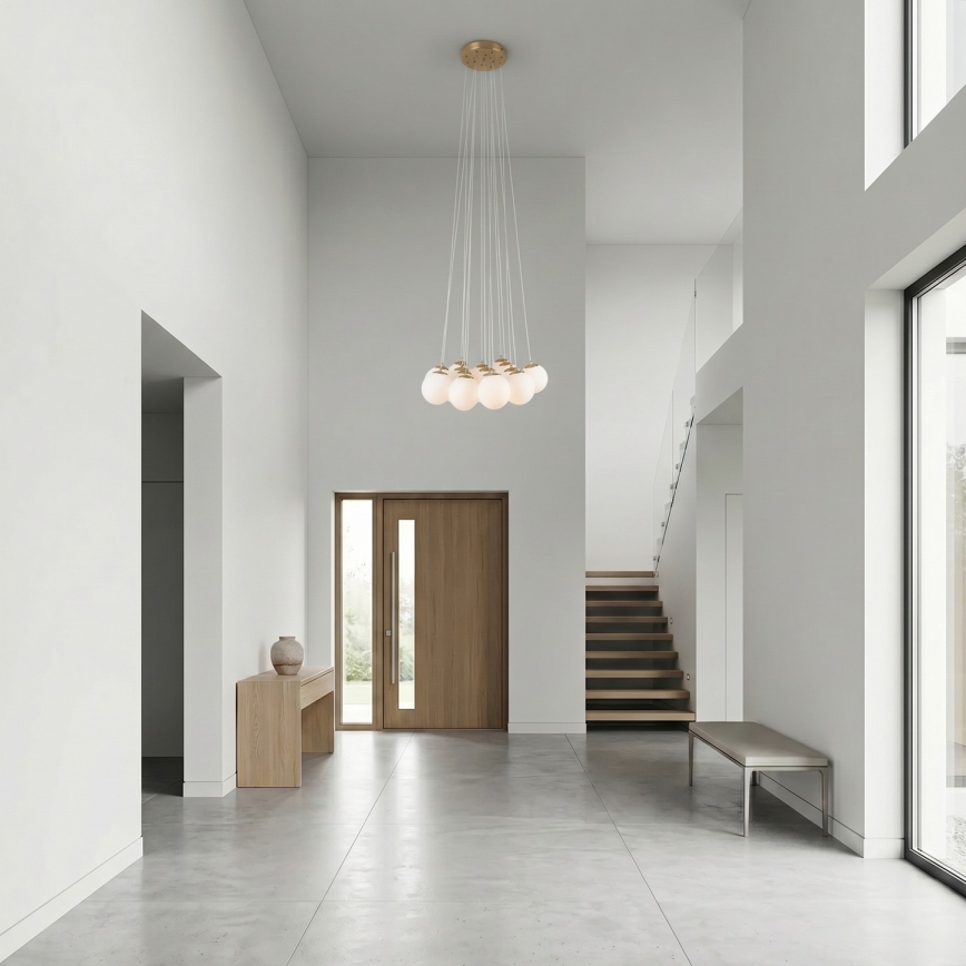 Brilagi - Ljuskrona på vajer GLOBE 15xE14/15W/230V vit