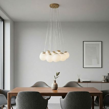 Brilagi - Ljuskrona på vajer GLOBE 15xE14/15W/230V vit