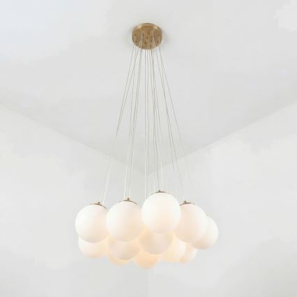Brilagi - Ljuskrona på vajer GLOBE 15xE14/15W/230V vit