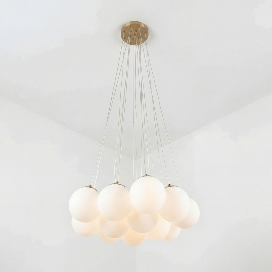 Brilagi - Ljuskrona på vajer GLOBE 15xE14/15W/230V vit