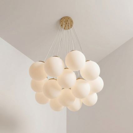 Brilagi - Ljuskrona på vajer GLOBE 15xE14/15W/230V vit