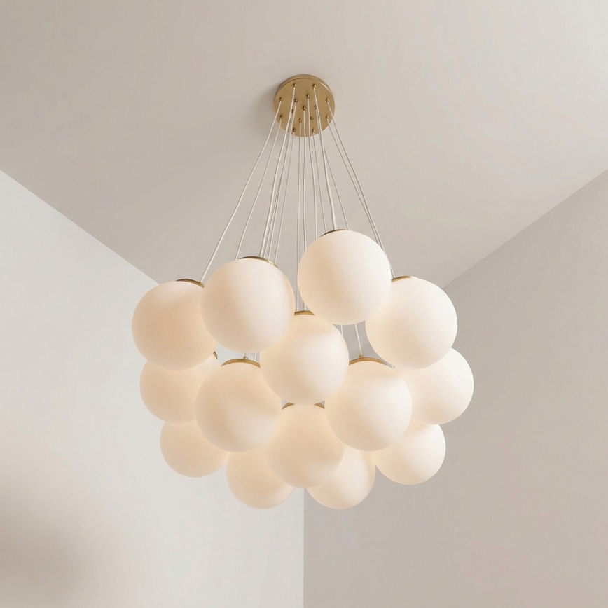 Brilagi - Ljuskrona på vajer GLOBE 15xE14/15W/230V vit