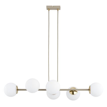 Brilagi - Ljuskrona på vajer MILO ECRU 6xE27/60W/230V beige/guld