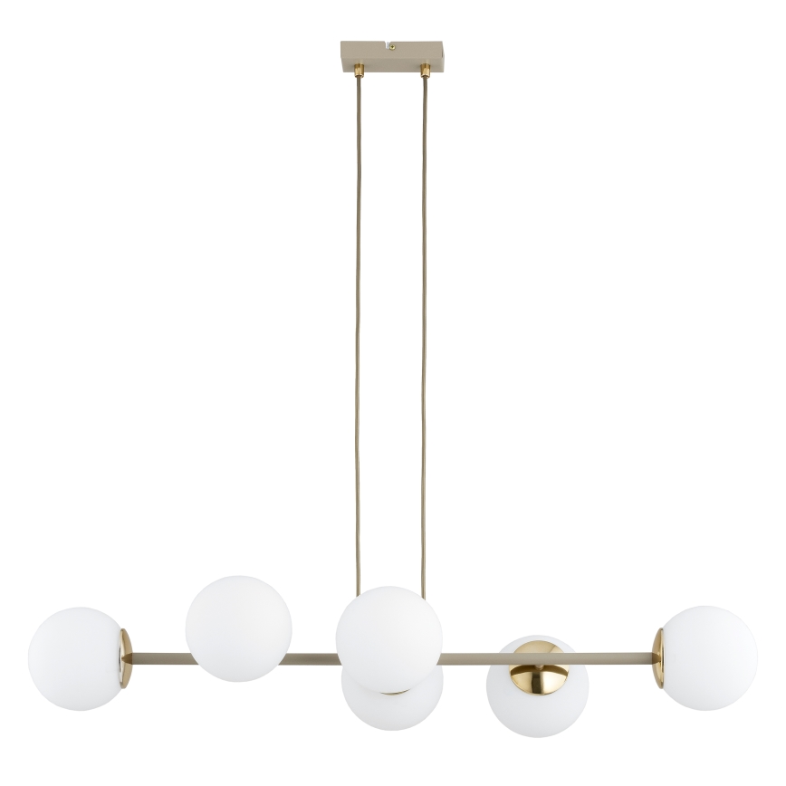 Brilagi - Ljuskrona på vajer MILO ECRU 6xE27/60W/230V beige/guld