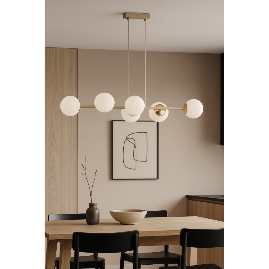 Brilagi - Ljuskrona på vajer MILO ECRU 6xE27/60W/230V beige/guld