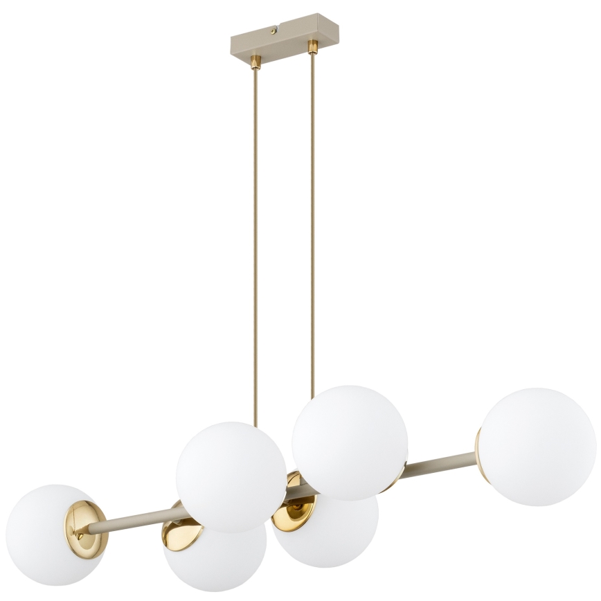 Brilagi - Ljuskrona på vajer MILO ECRU 6xE27/60W/230V beige/guld