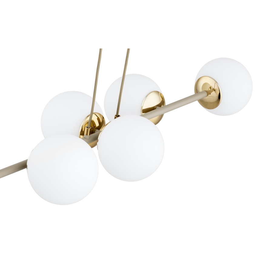 Brilagi - Ljuskrona på vajer MILO ECRU 6xE27/60W/230V beige/guld