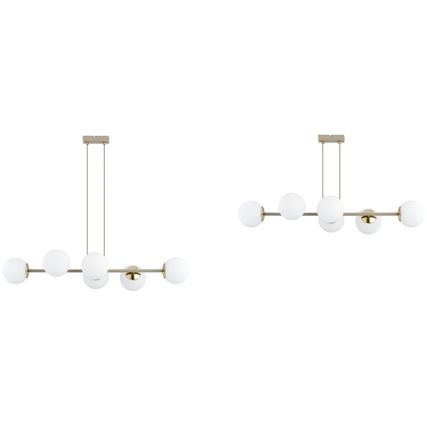 Brilagi - Ljuskrona på vajer MILO ECRU 6xE27/60W/230V beige/guld