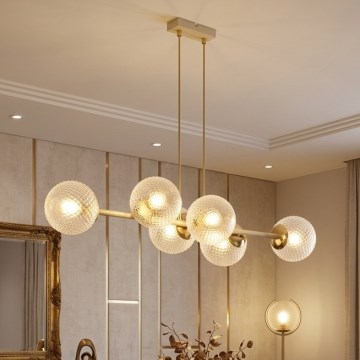 BRILAGI - Ljuskrona på vajer STELLA 6xE27/60W/230V beige/guld