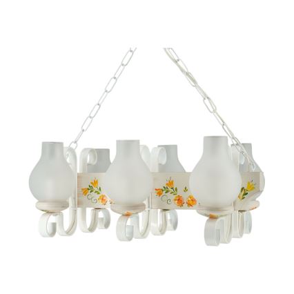 Brilagi - Ljuskrona QUEEN, kedjeupphängd, 3xE14/40W/230V, bok/krämvit