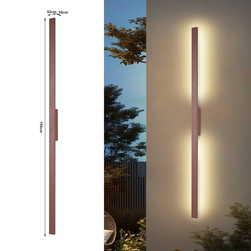 BRILAGI - LUNA LED utomhusvägglampa 30W/230V 3000K IP65 150 cm brun CRI 90