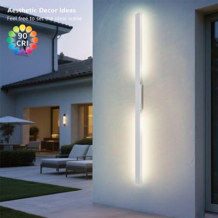 Brilagi - LUNA LED utomhusvägglampa 30 W / 230 V / 3000 K / IP65 / 150 cm / vit / Ra 90