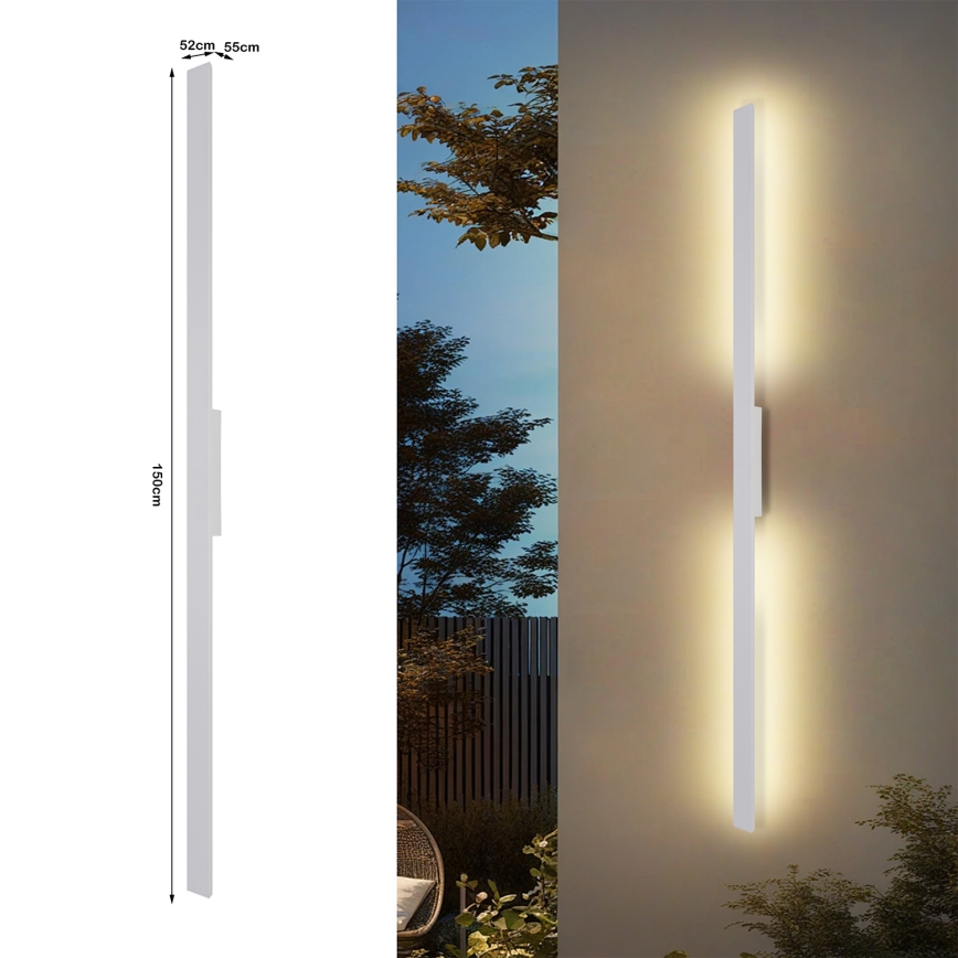Brilagi - LUNA LED utomhusvägglampa 30 W / 230 V / 3000 K / IP65 / 150 cm / vit / Ra 90