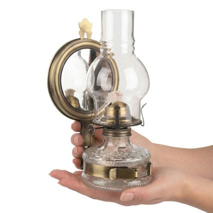 Brilagi - MERLIN fotogenlampa med spegel, guld/patina