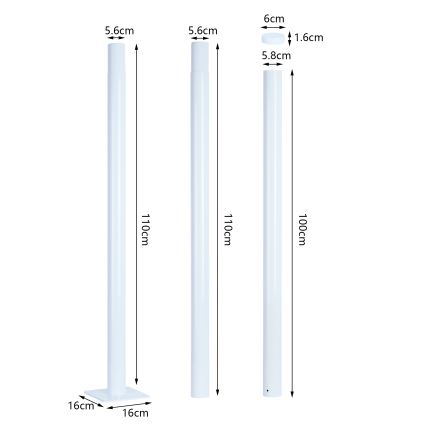 Brilagi - Metallstång för utomhusbelysningsstolpe URBAN 3 m, stolpe Ø 58 mm, vit