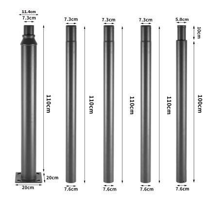 Brilagi - Metallstolpe till URBAN utomhusbelysning, 5 m, Ø 58 mm, antracit