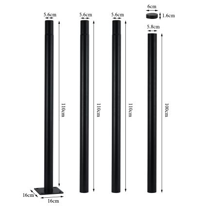 Brilagi - Metallstång till URBAN utomhusbelysningsstolpe, 4 m, Ø 58 mm, svart