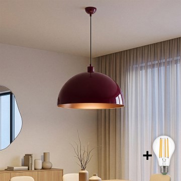 BRILAGI - METALO LED-pendel på vajer 1xE27/40W/230V Ø60 cm bordeaux/koppar