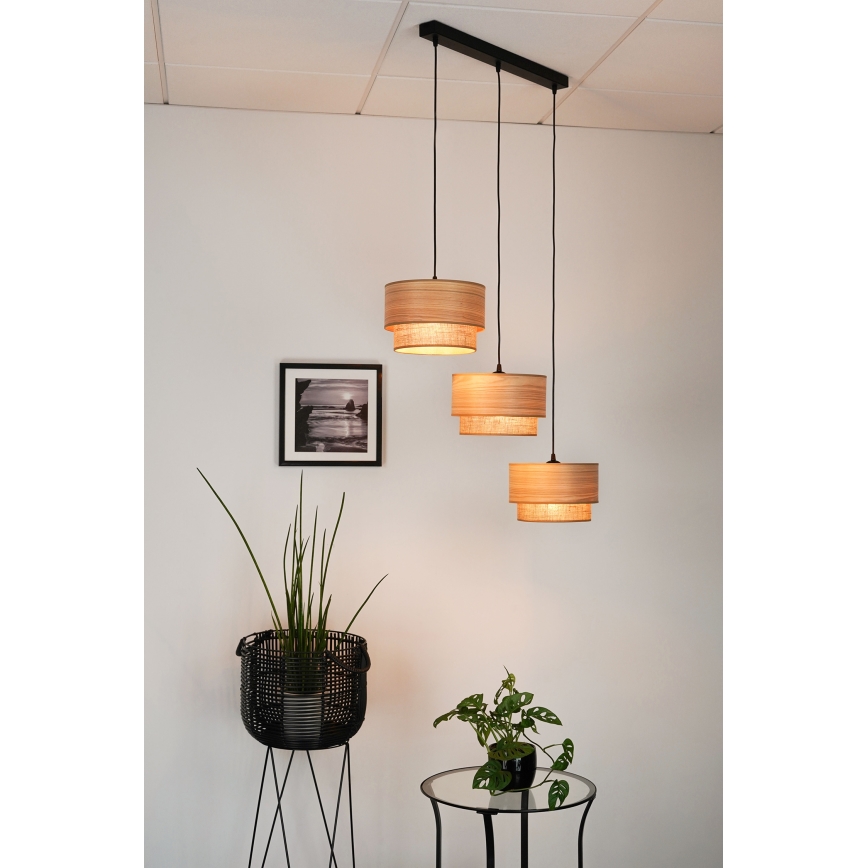 Brilagi - Taklampa MONTANA BOHO 3xE27/15W/230V brun/svart