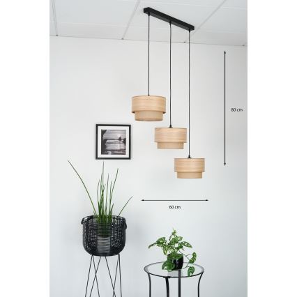 Brilagi - Taklampa MONTANA BOHO 3xE27/15W/230V brun/svart